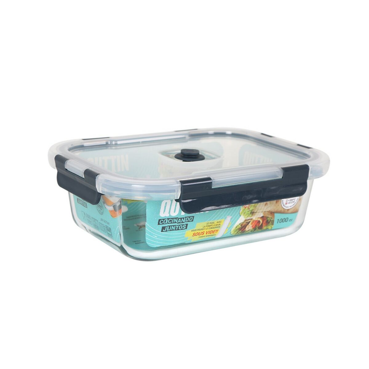 Hermetic Lunch Box Quttin Rectangular 1L 21 x 16,1 x 6,9 cm (6 Units)-1