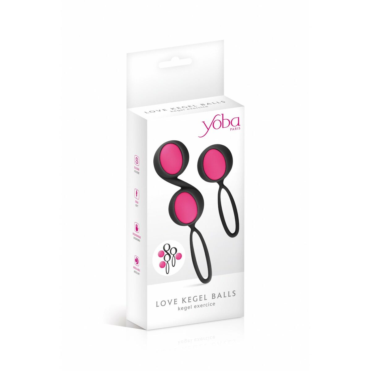 Weighted Kegel Training Kit Yoba Silicone Black Pink 2 Pieces-2