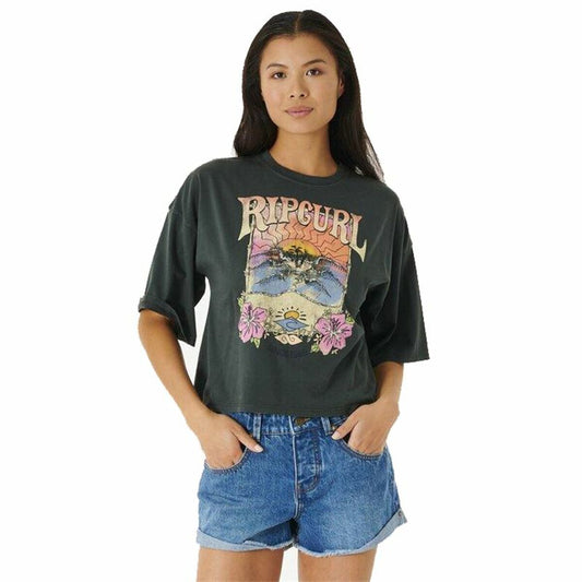 Women’s Short Sleeve T-Shirt Rip Curl Barrelled Heritage Black-0