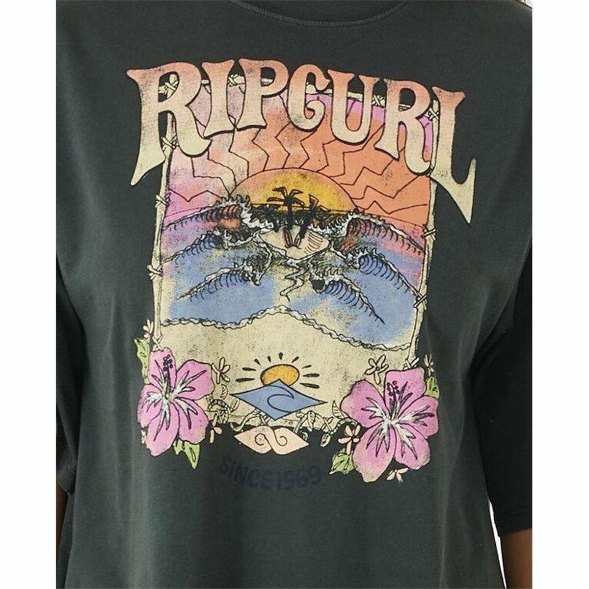 Women’s Short Sleeve T-Shirt Rip Curl Barrelled Heritage Black-2