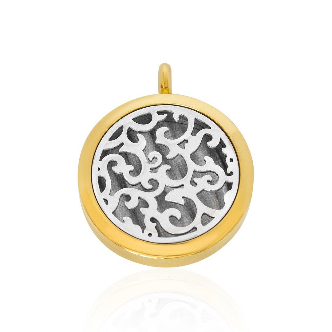 Swirls Aromatherapy Locket Pendant FEP012GD-0
