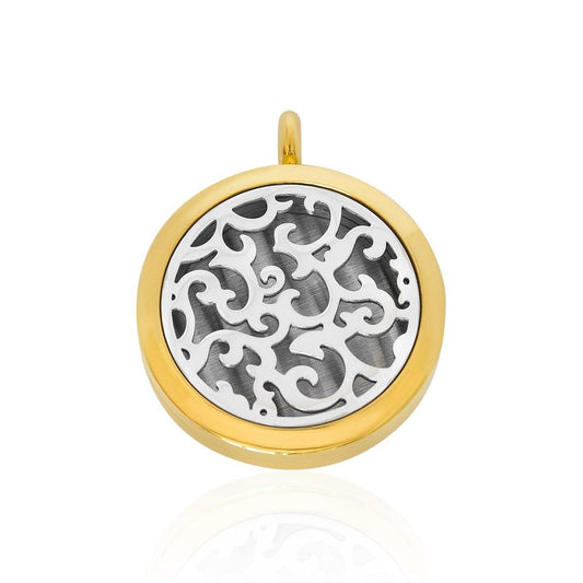 Swirls Aromatherapy Locket Pendant FEP012GD-0