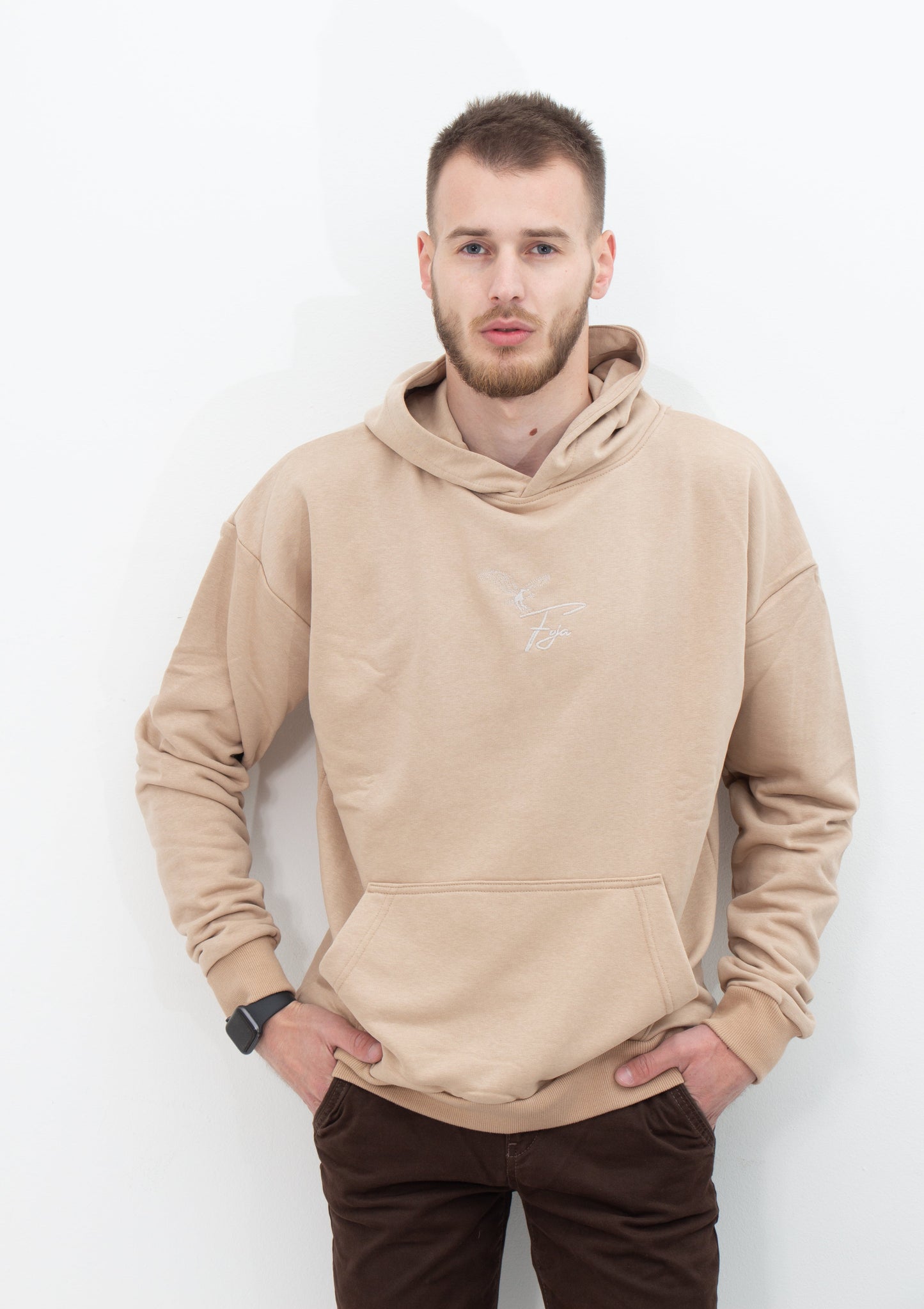 EAGLE OVERSIZED HOODIE -LATTE--1