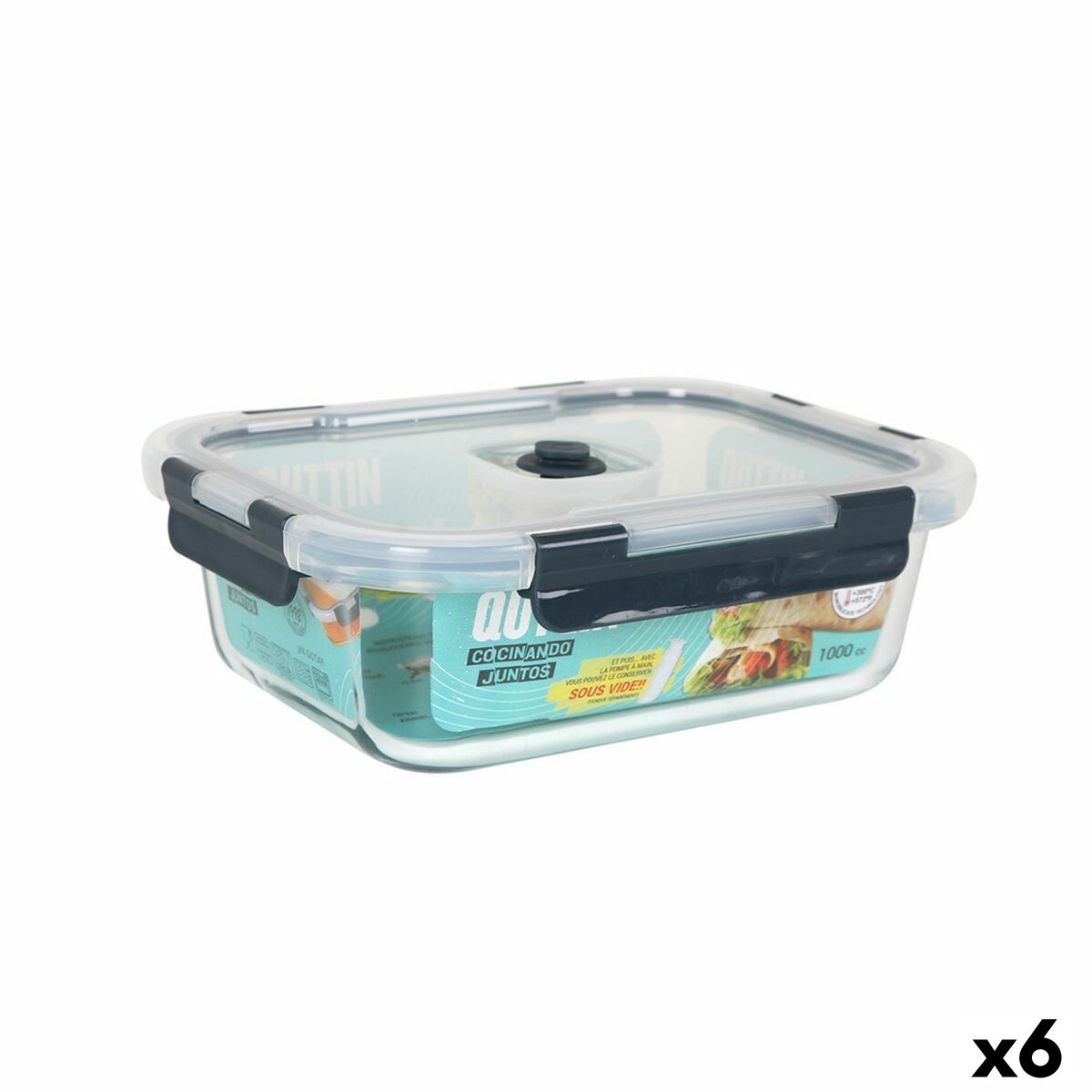 Hermetic Lunch Box Quttin Rectangular 1L 21 x 16,1 x 6,9 cm (6 Units)-0